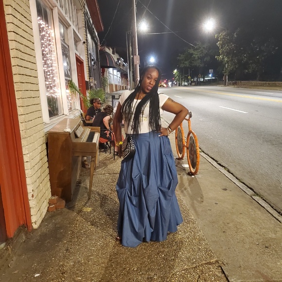 Plus Size Denim Flowing Maxi Skirt - Picture 5 of 5